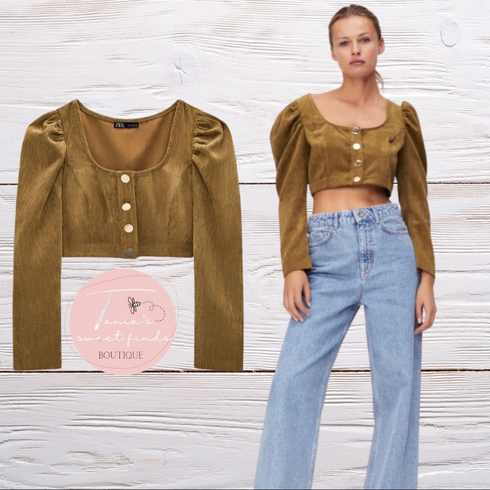 Zara corduroy crop top Size S
